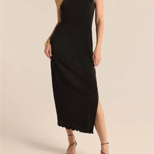 Z Supply - Gatsby Plisse Midi Black Maxi Dress, S